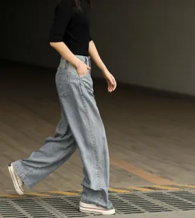 2022 primavera nuove donne di moda pantaloni a vita alta in denim di cotone pantaloni dritti banda laterale tutti abbinati casua