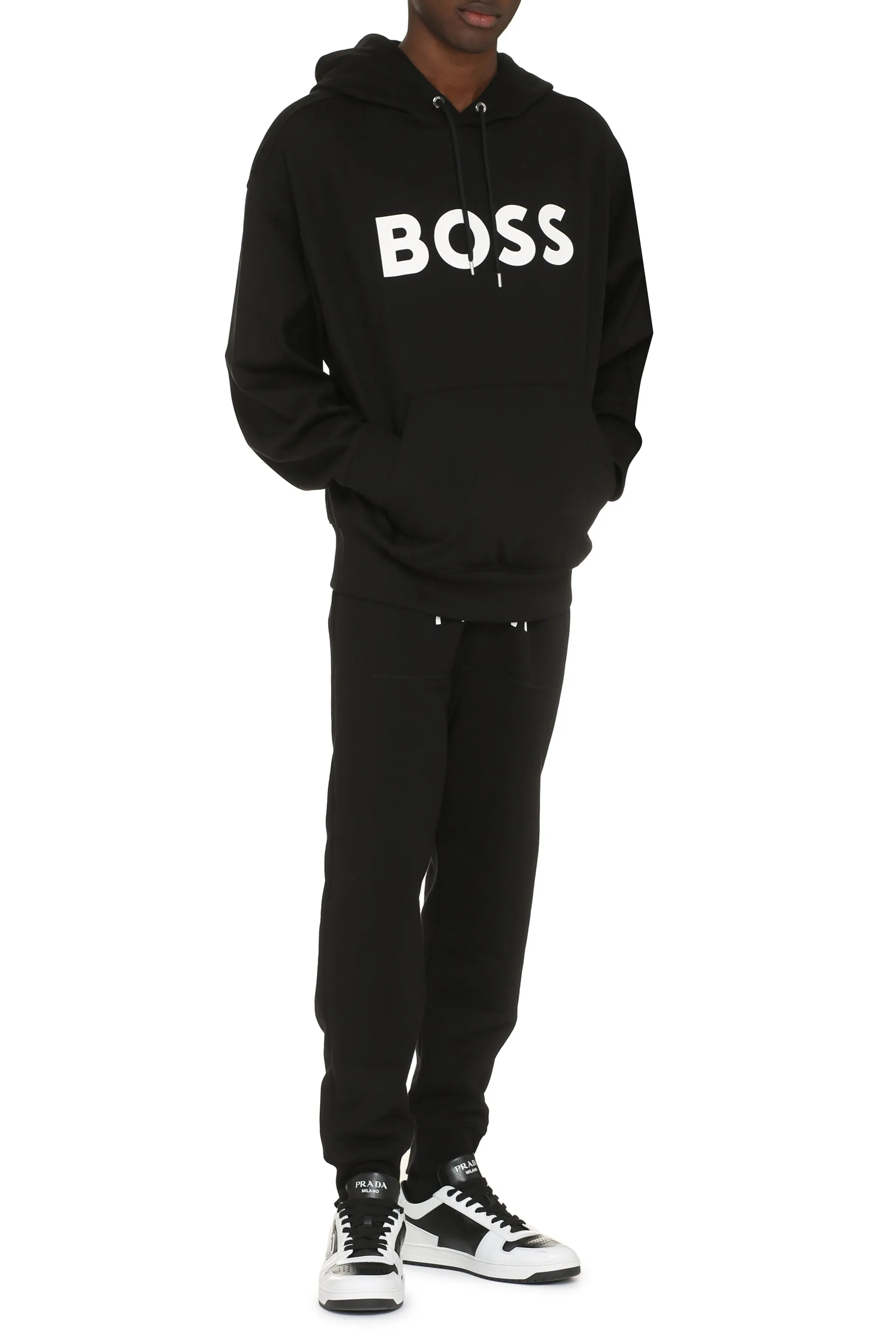 BOSS Felpa in cotone con cappuccio