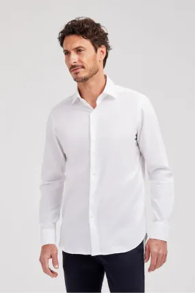 CAMICIA CLASSICA IN TESSUTO ARMATURATO BIANCO