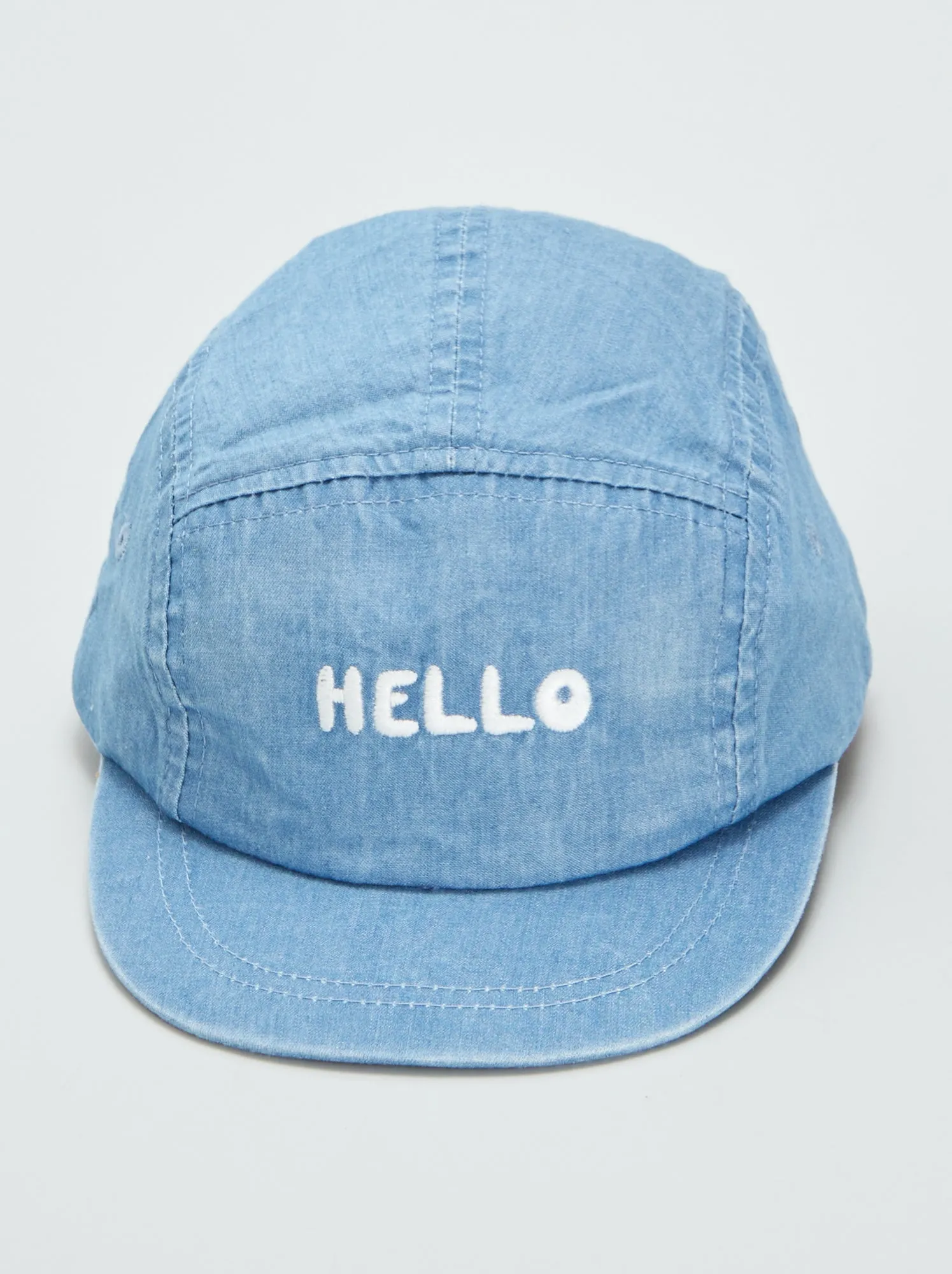 Cappellino in denim stampa 'Hello' - BLU