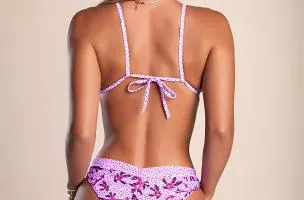 Costume bikini con stampa, viola