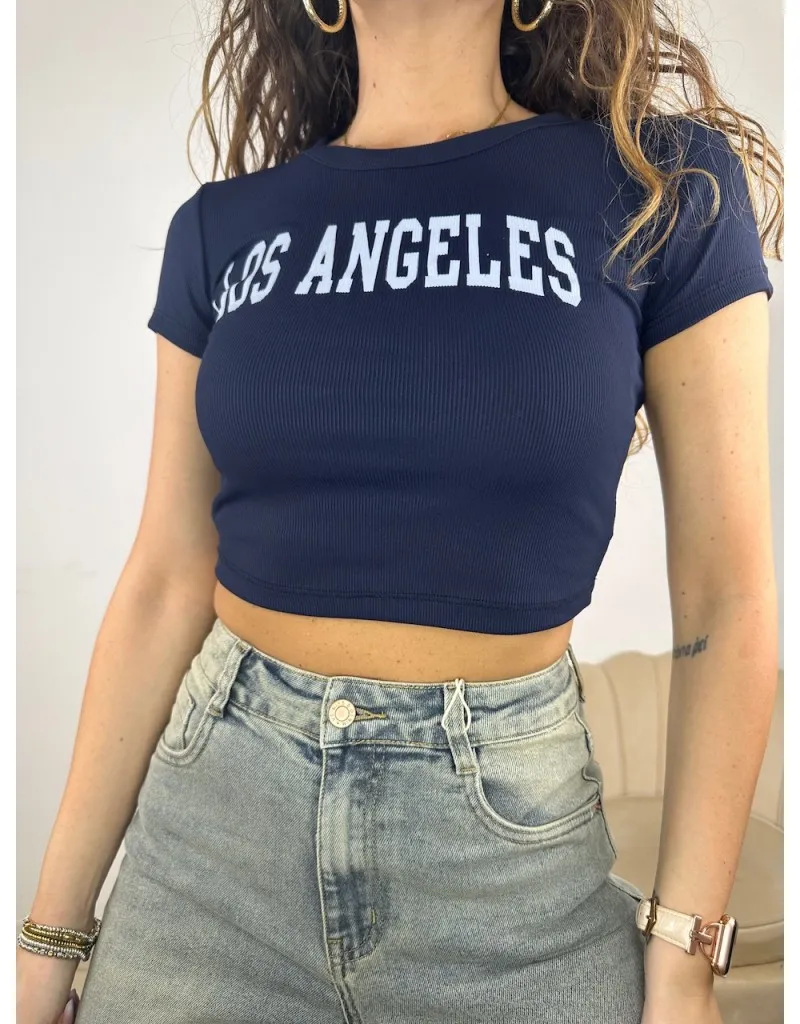 CROP SHIRT LOS ANGELES BLU