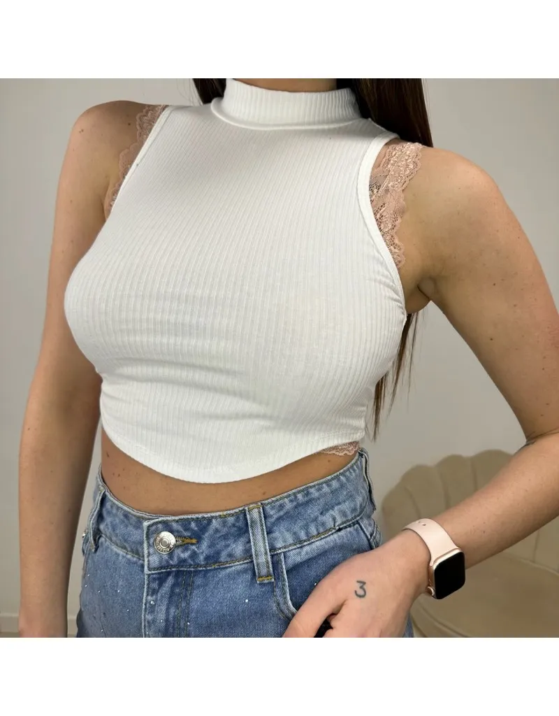 CROP TOP COSTINE BIANCO