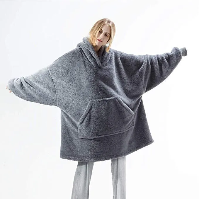 Felpa oversize con cappuccio plush morbido medio