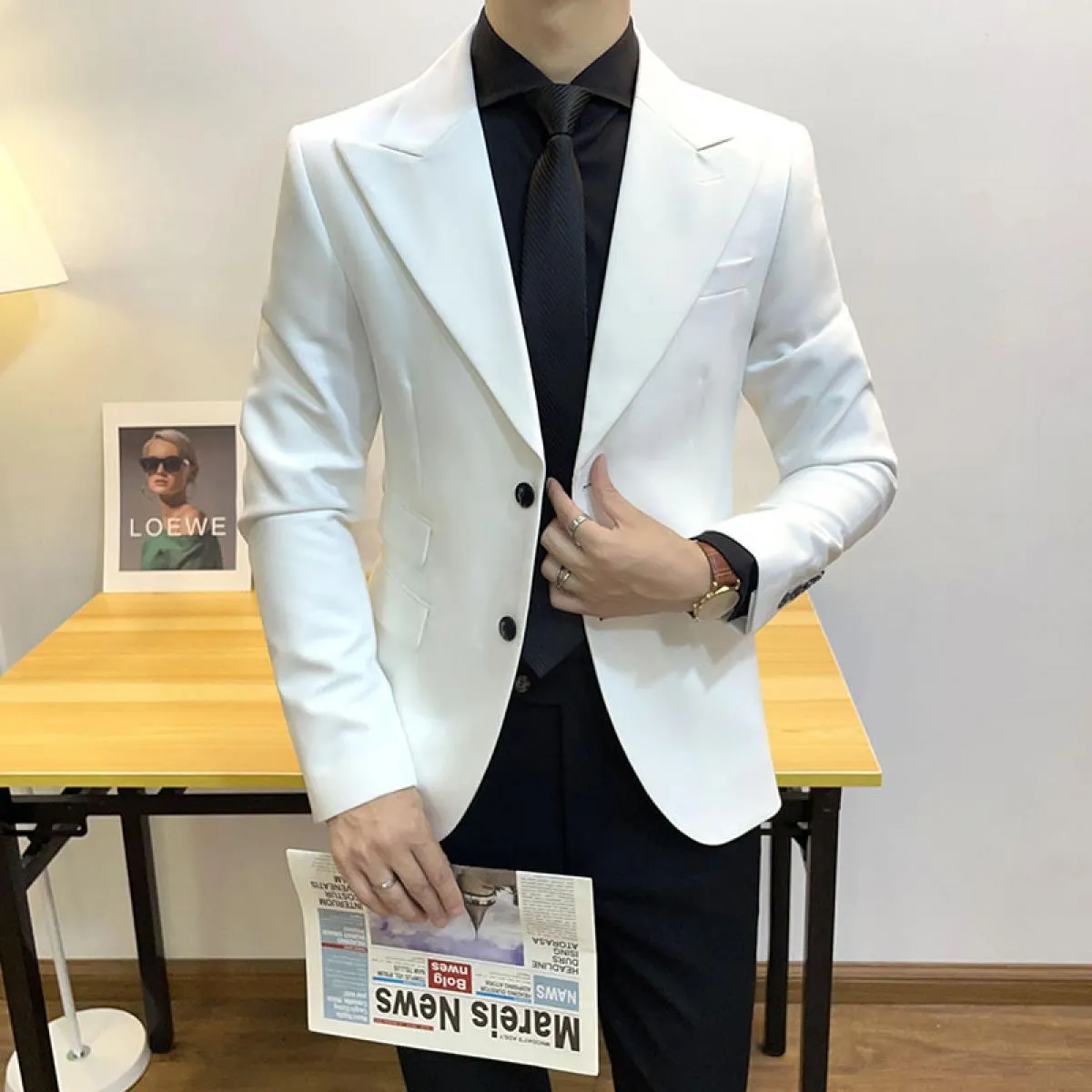 Giacca da uomo di alta qualità da uomo gentiluomo slim casual abito bianco di grandi dimensioni marchi business casual da uomo f