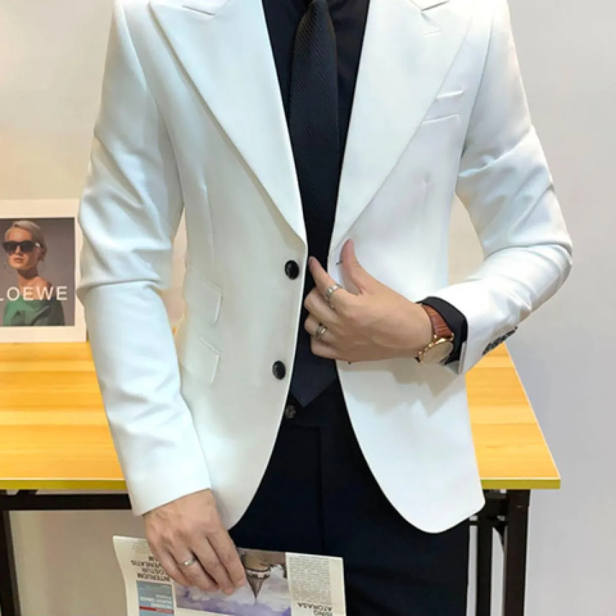 Giacca da uomo di alta qualità da uomo gentiluomo slim casual abito bianco di grandi dimensioni marchi business casual da uomo f