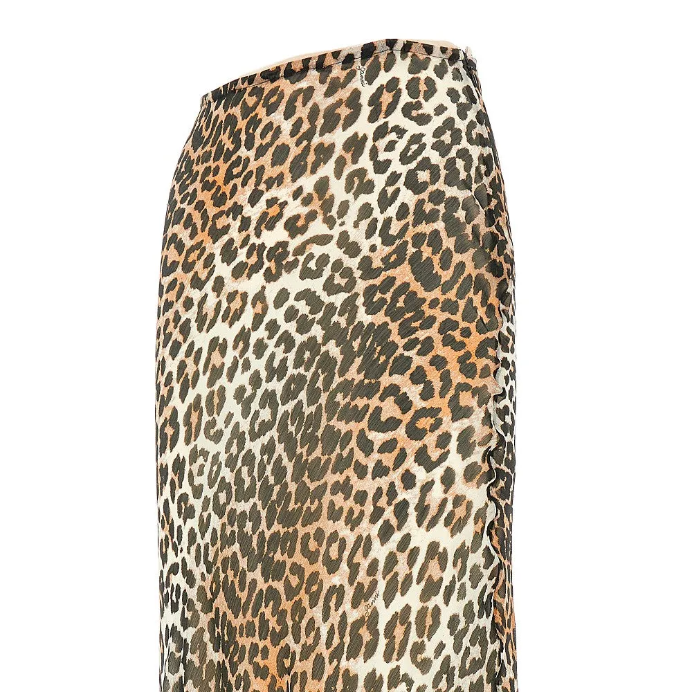 Gonna lunga in chiffon leopardato