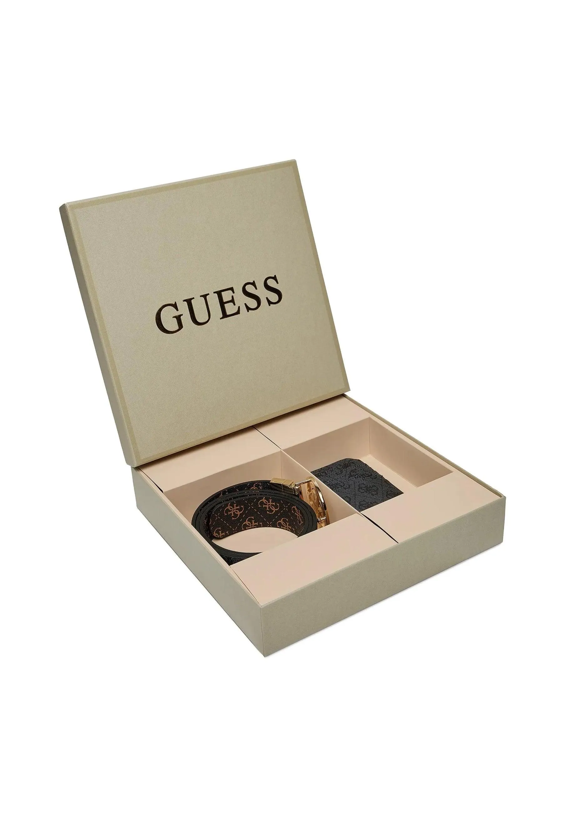 GUESS Gift Box Cofanetto Portafoglio Cintura Donna Coal Logo GFBOXWP3310