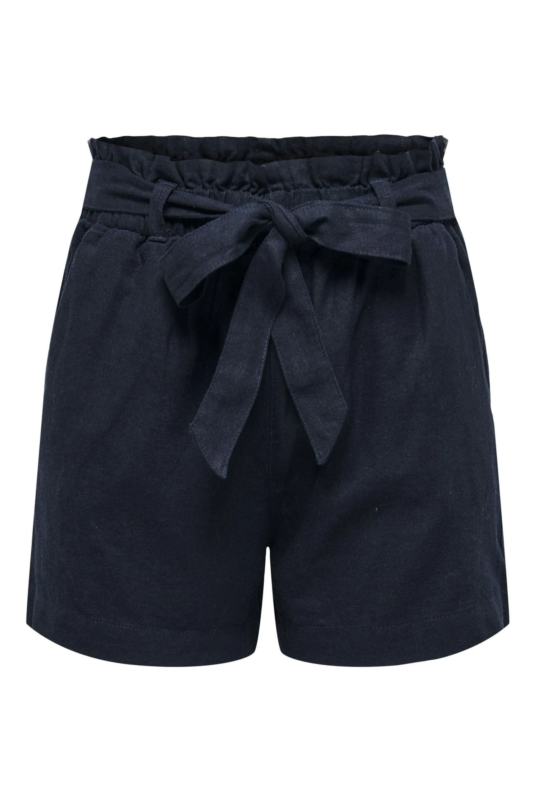 JDY - Shorts in misto lino allacciati in vita