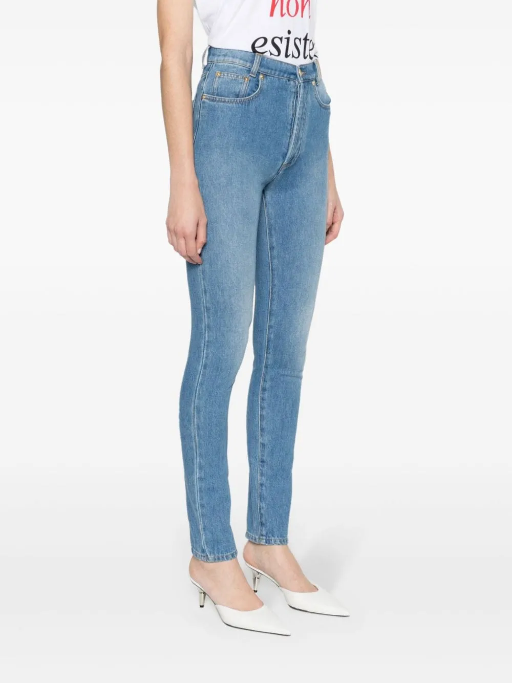 Jeans slim a vita alta in blu - donna