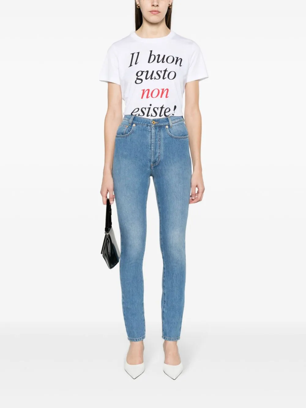 Jeans slim a vita alta in blu - donna