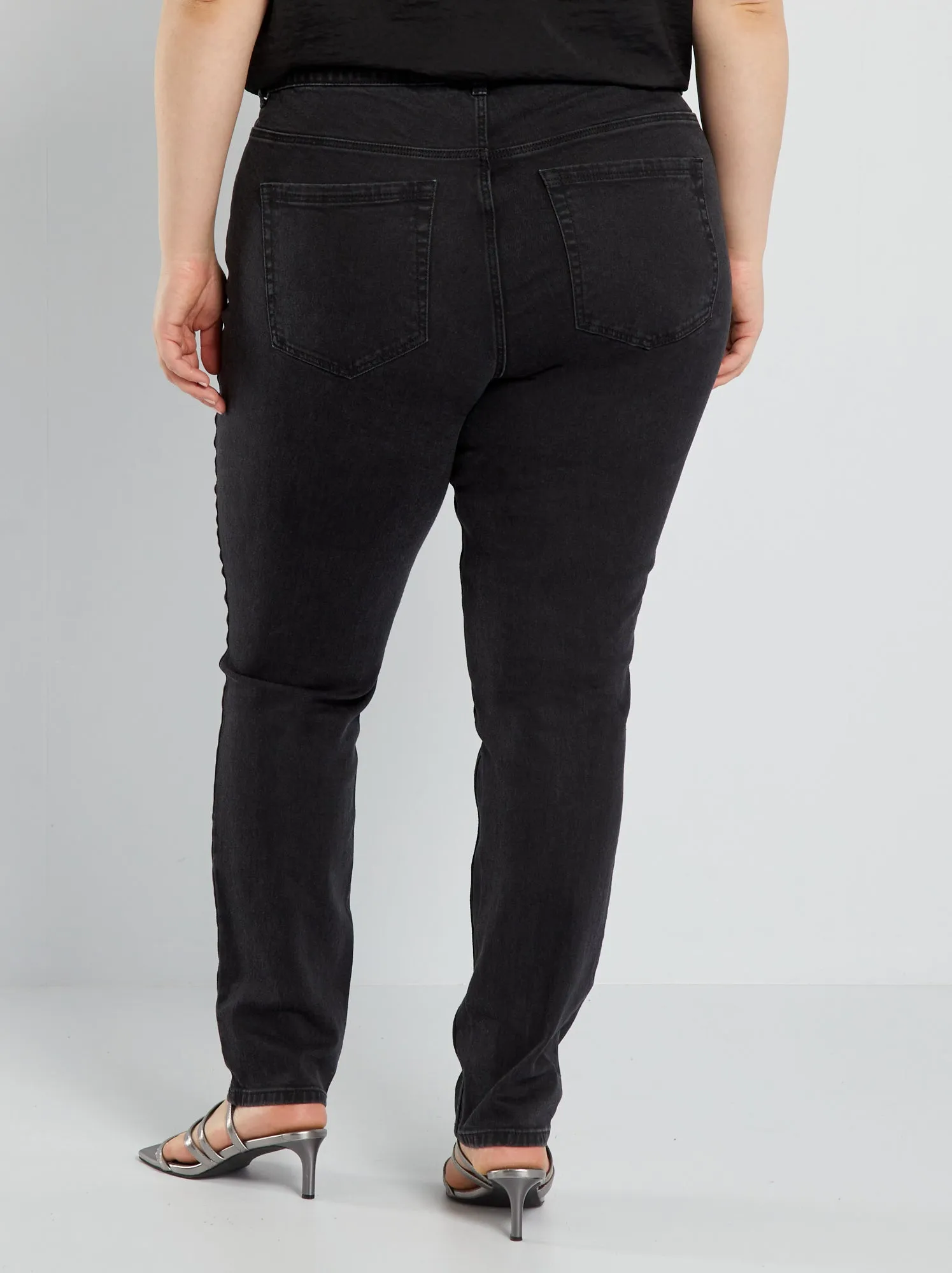 Jeans slim a vita alta - L34 - NERO