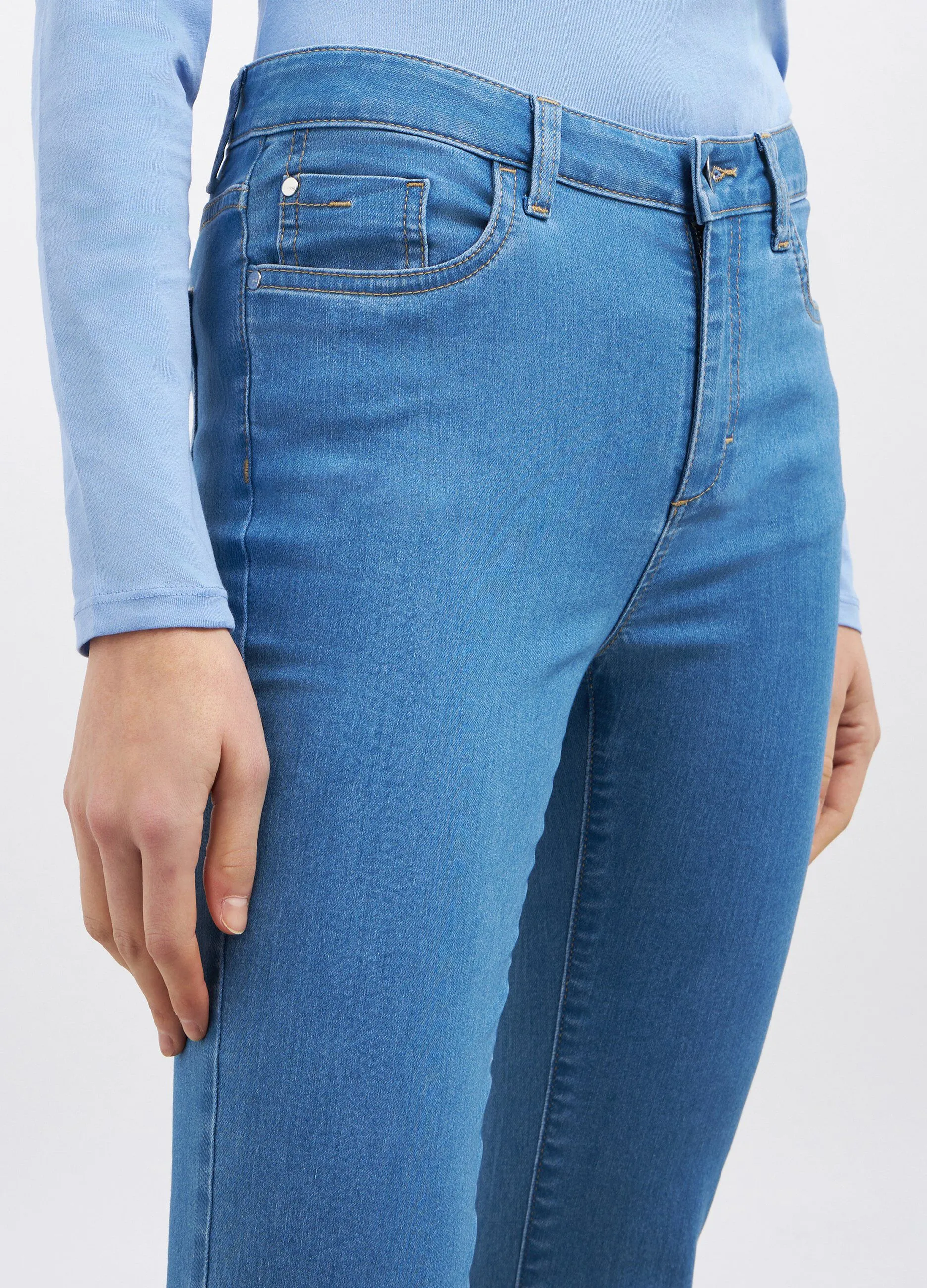 Jeans slim fit a vita alta donna