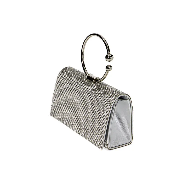 Minibag argento quadrata con pietre