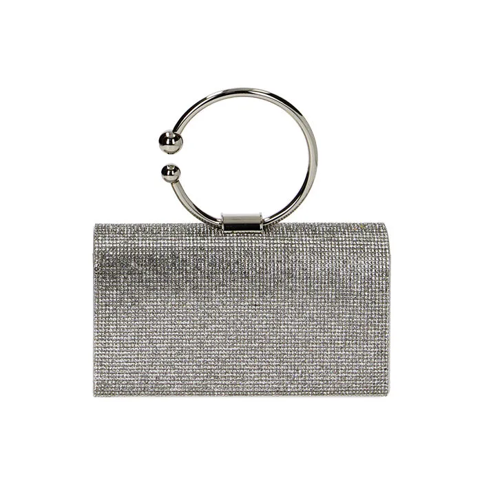 Minibag argento quadrata con pietre