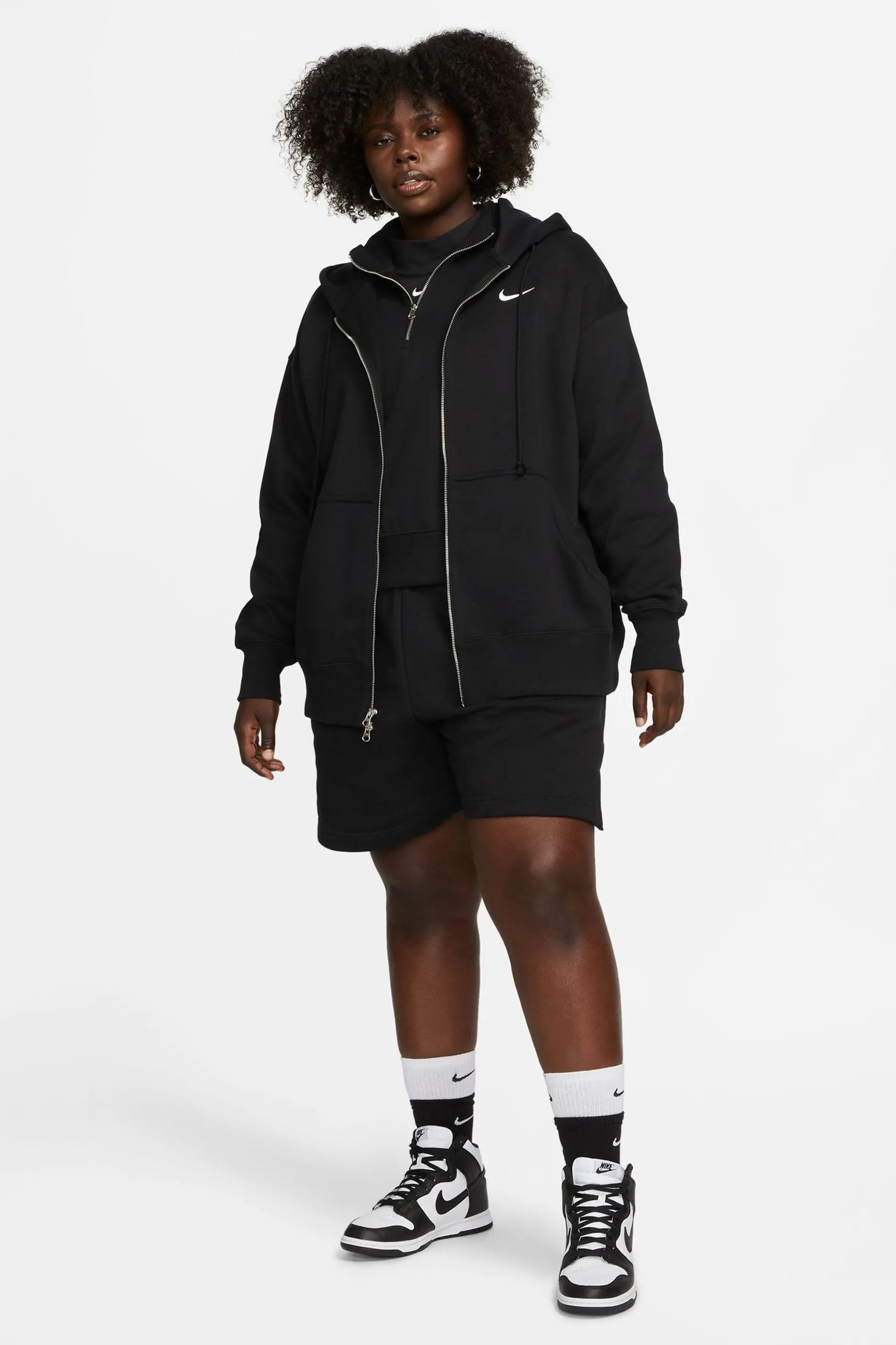 Nike Curve - Felpa oversize con cappuccio e zip    