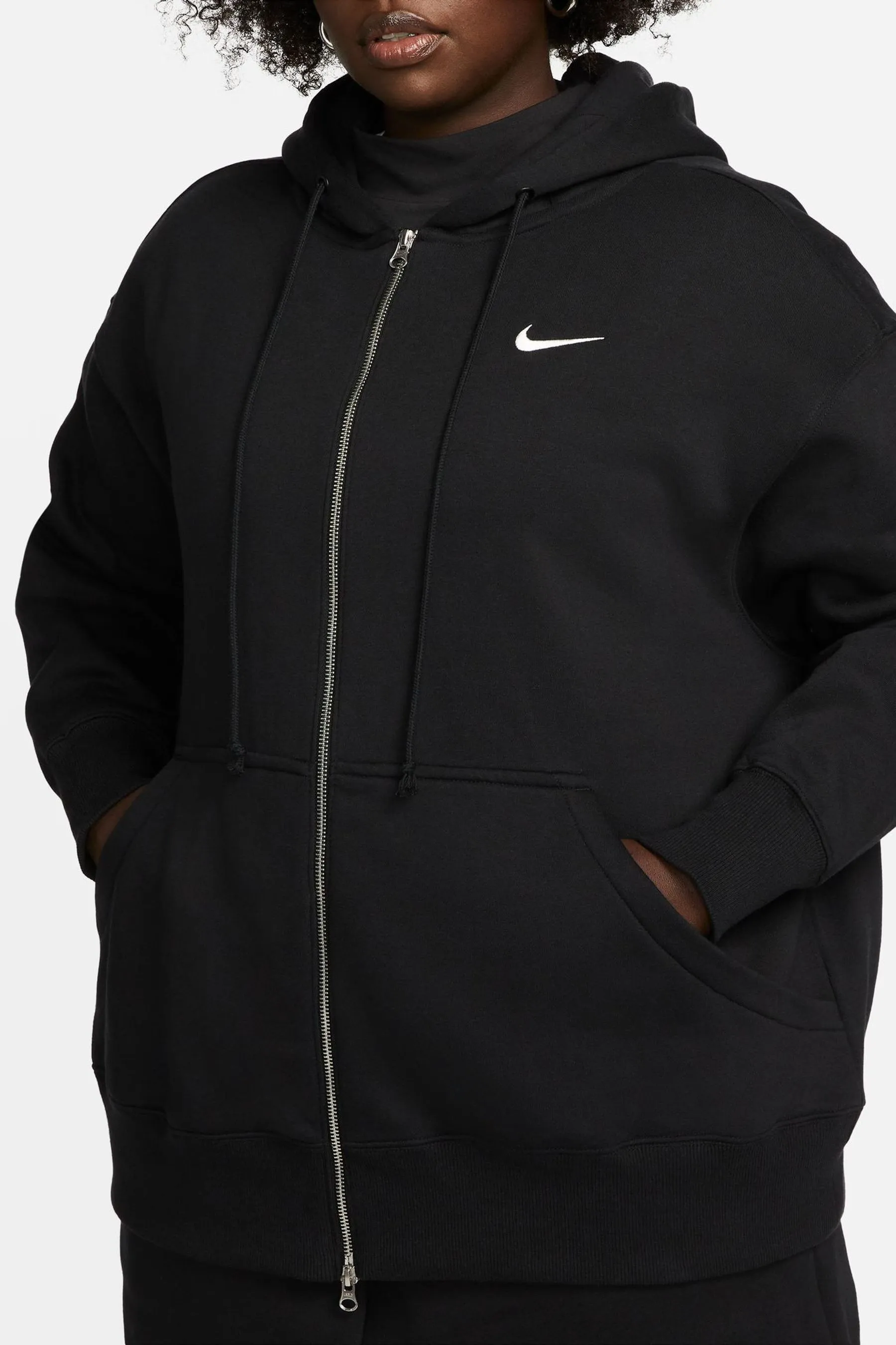 Nike Curve - Felpa oversize con cappuccio e zip    