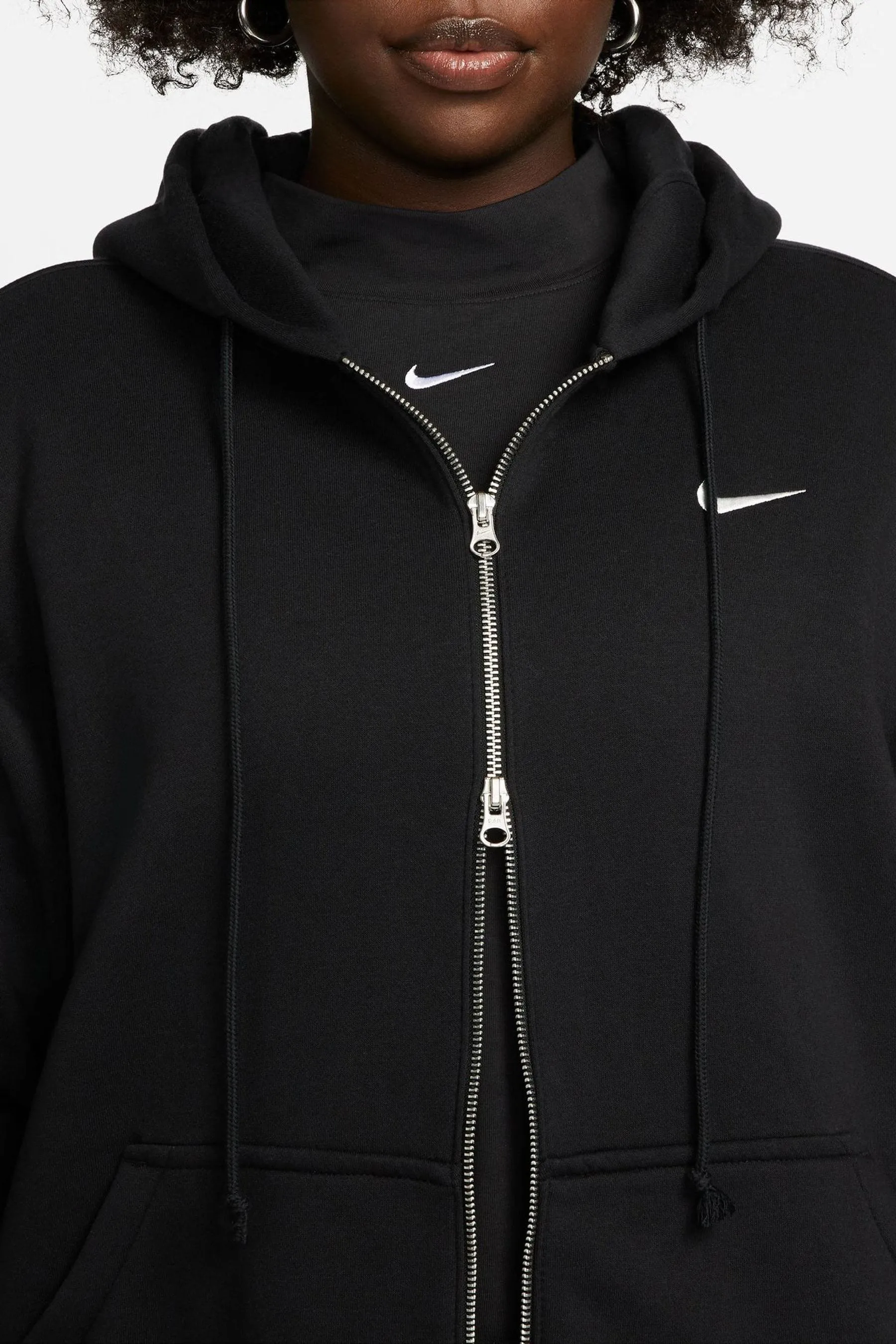 Nike Curve - Felpa oversize con cappuccio e zip    