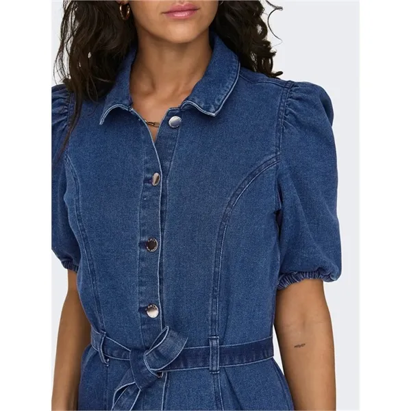 Only vestito di jeans in denim con manica a sbuffo