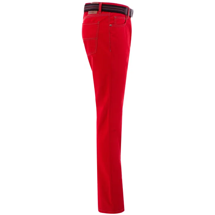 Pantalone estivo Exner da uomo in cotone elasticizzato con elastico in vita Rosso