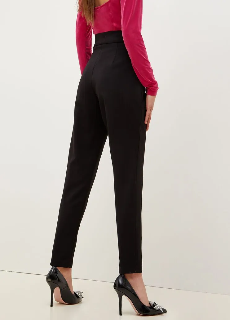 Pantaloni in tessuto stretch con fibbia liu jo