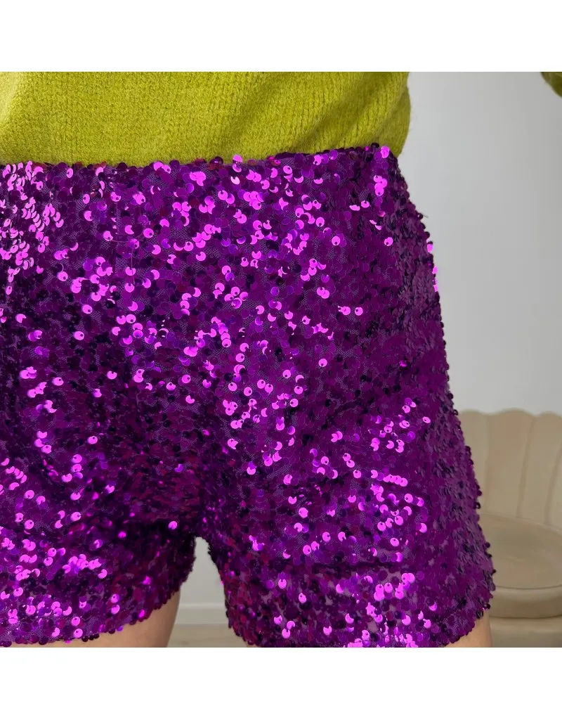 SHORT CON PAILLETTES VIOLA