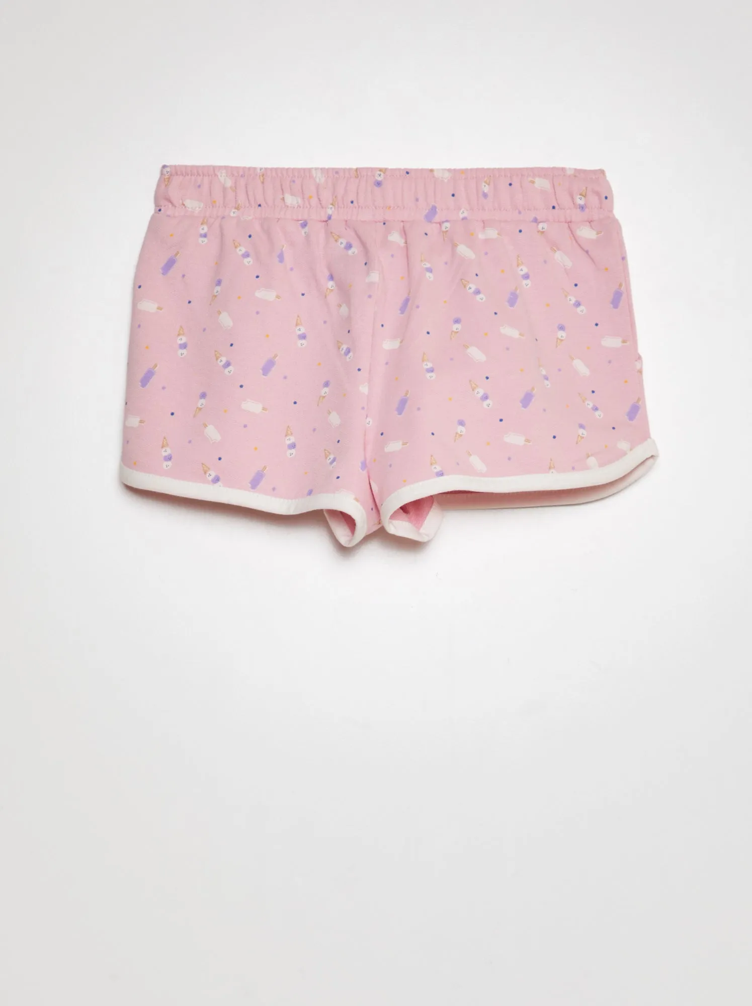 Shorts in tessuto felpato con bordi a contrasto - ROSA