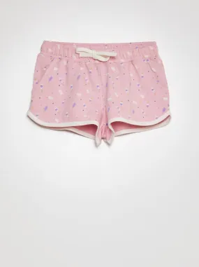 Shorts in tessuto felpato con bordi a contrasto - ROSA