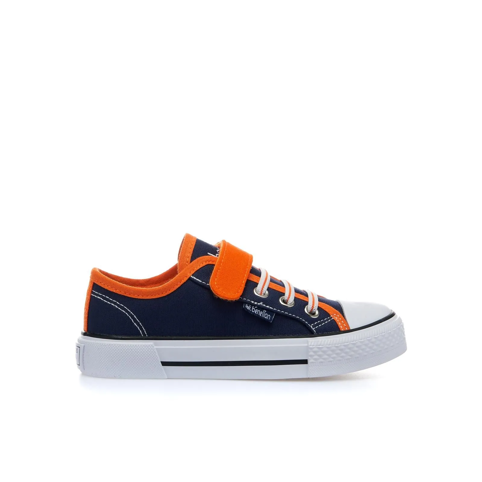 Sneakers blu in tessuto con velcro e lacci