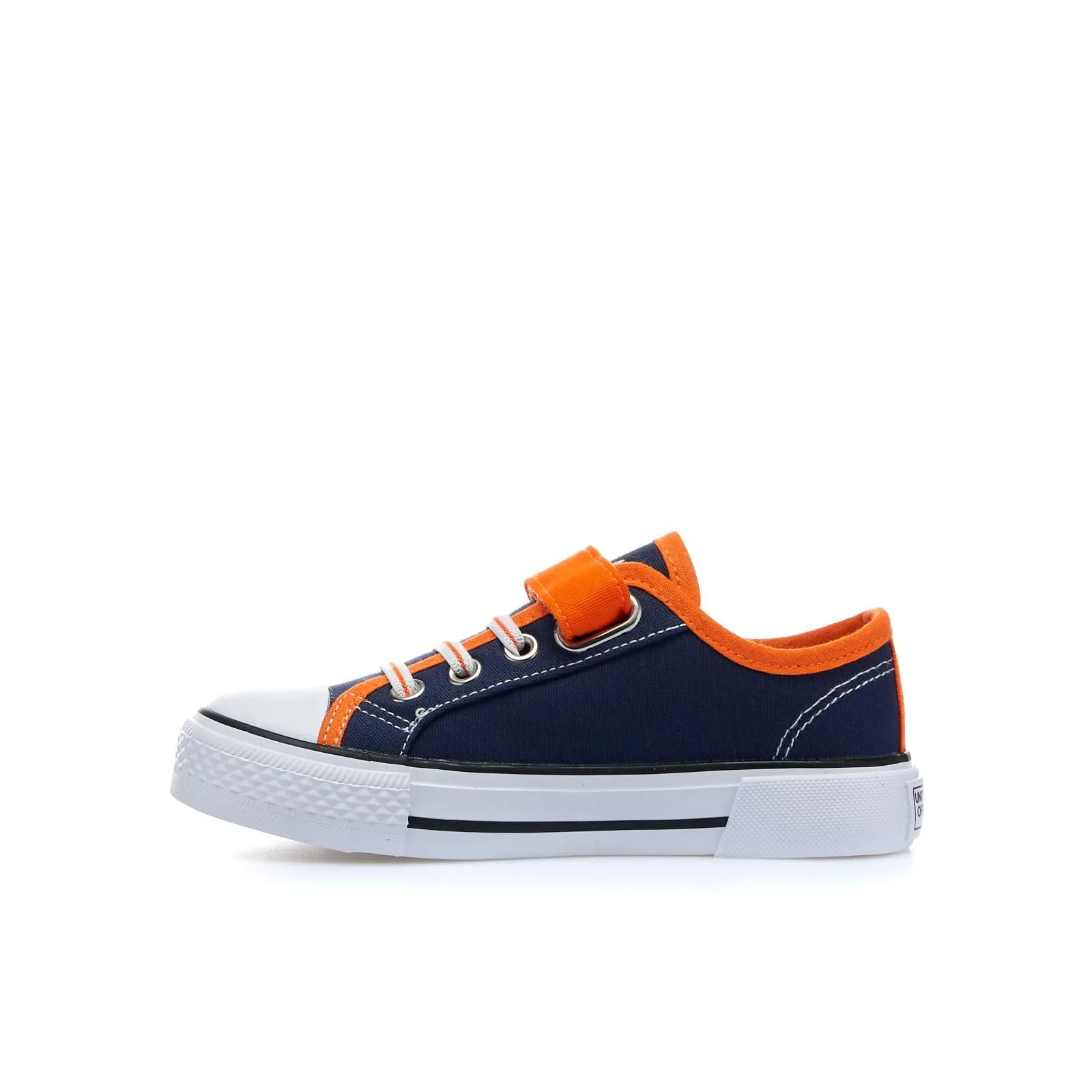 Sneakers blu in tessuto con velcro e lacci