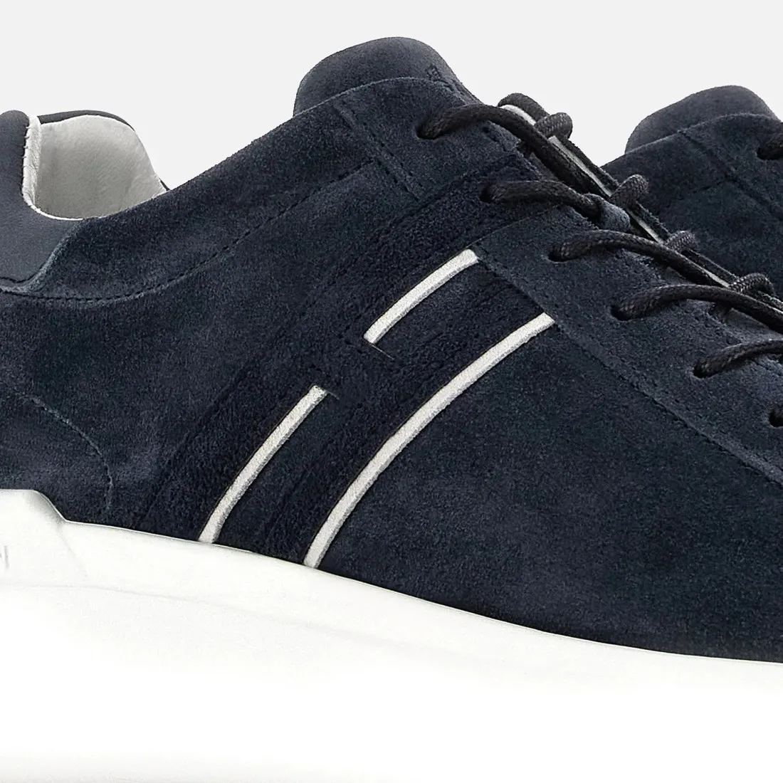 Sneakers da uomo Hogan H580 blu in camoscio