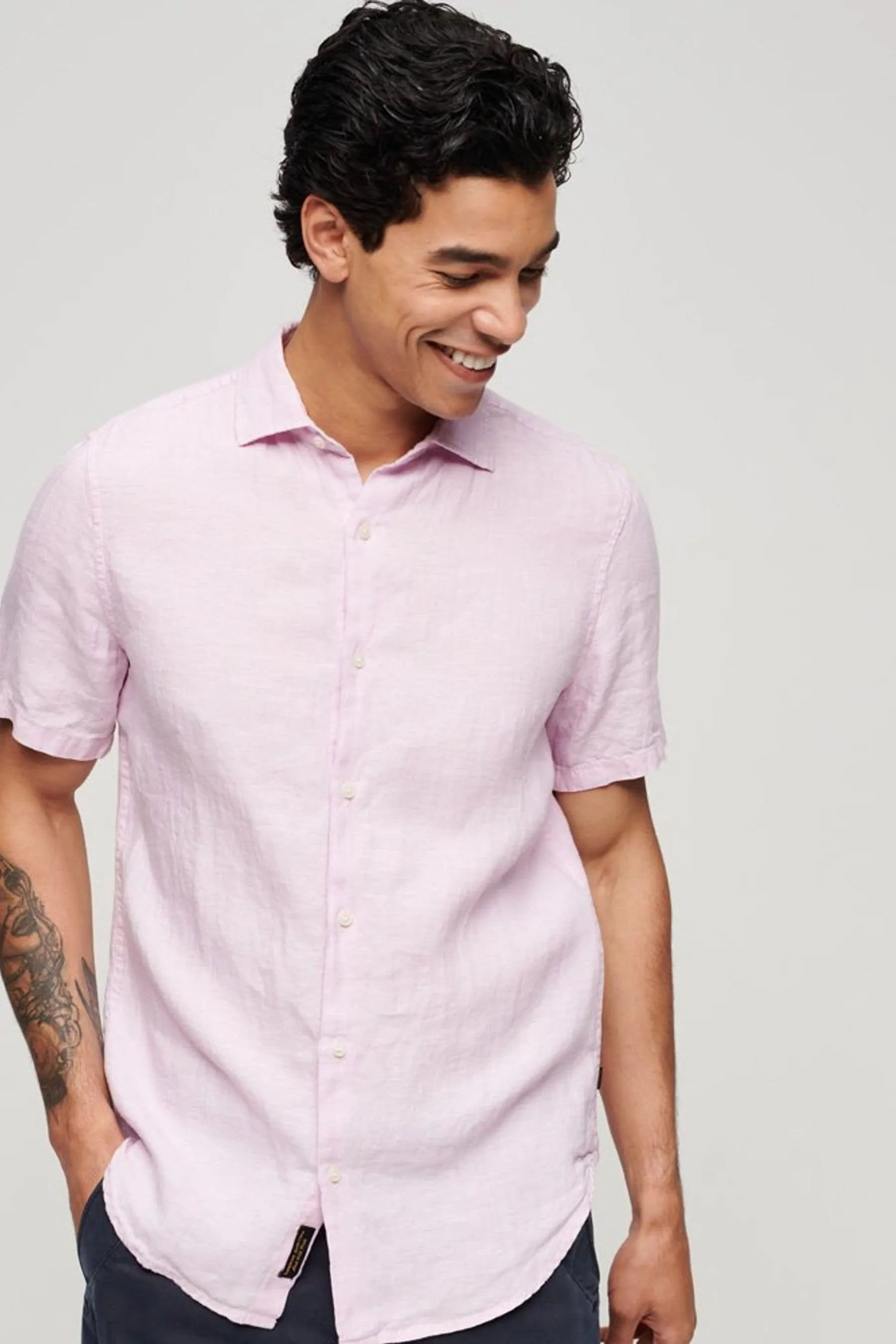 Superdry Studios - Camicia casual in lino a maniche corte