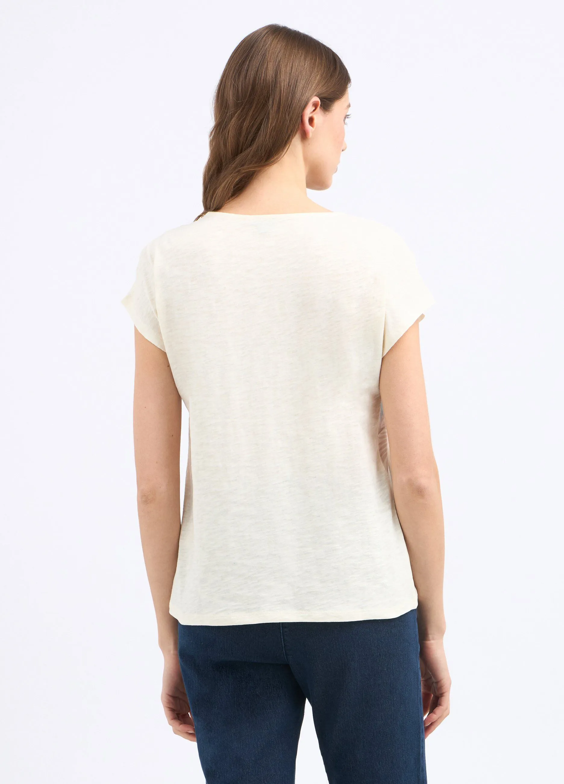 T-shirt floreale in misto cotone donna