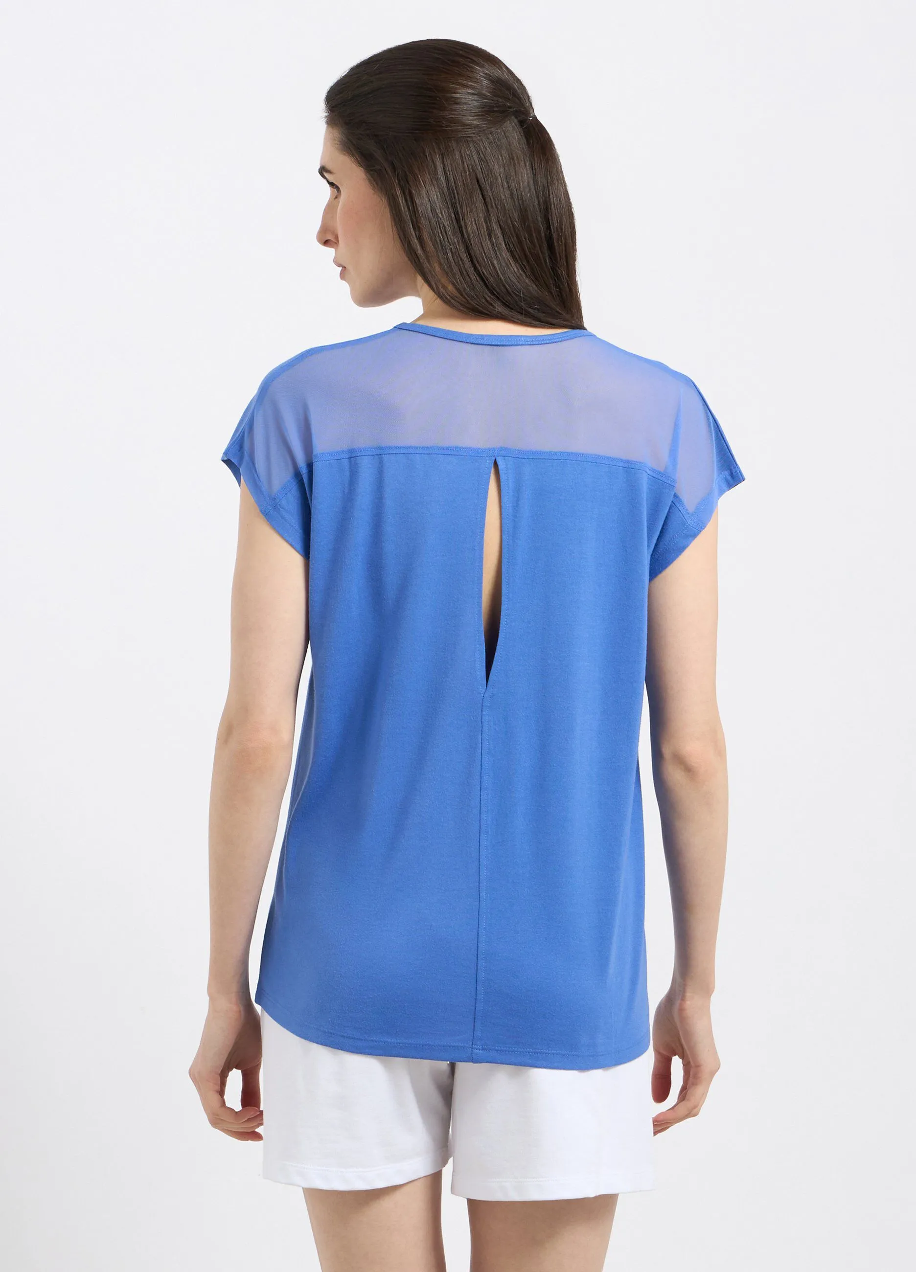 T-shirt in misto cotone con cut out donna