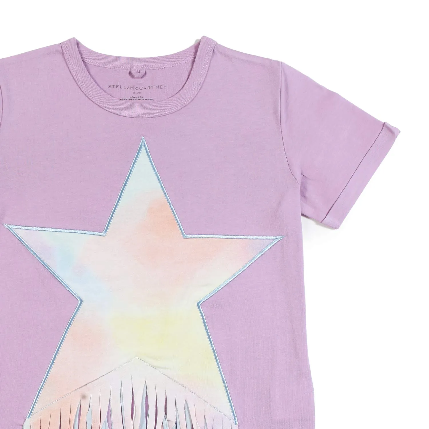 T-Shirt Rosa Glicine Con Stella E Frange