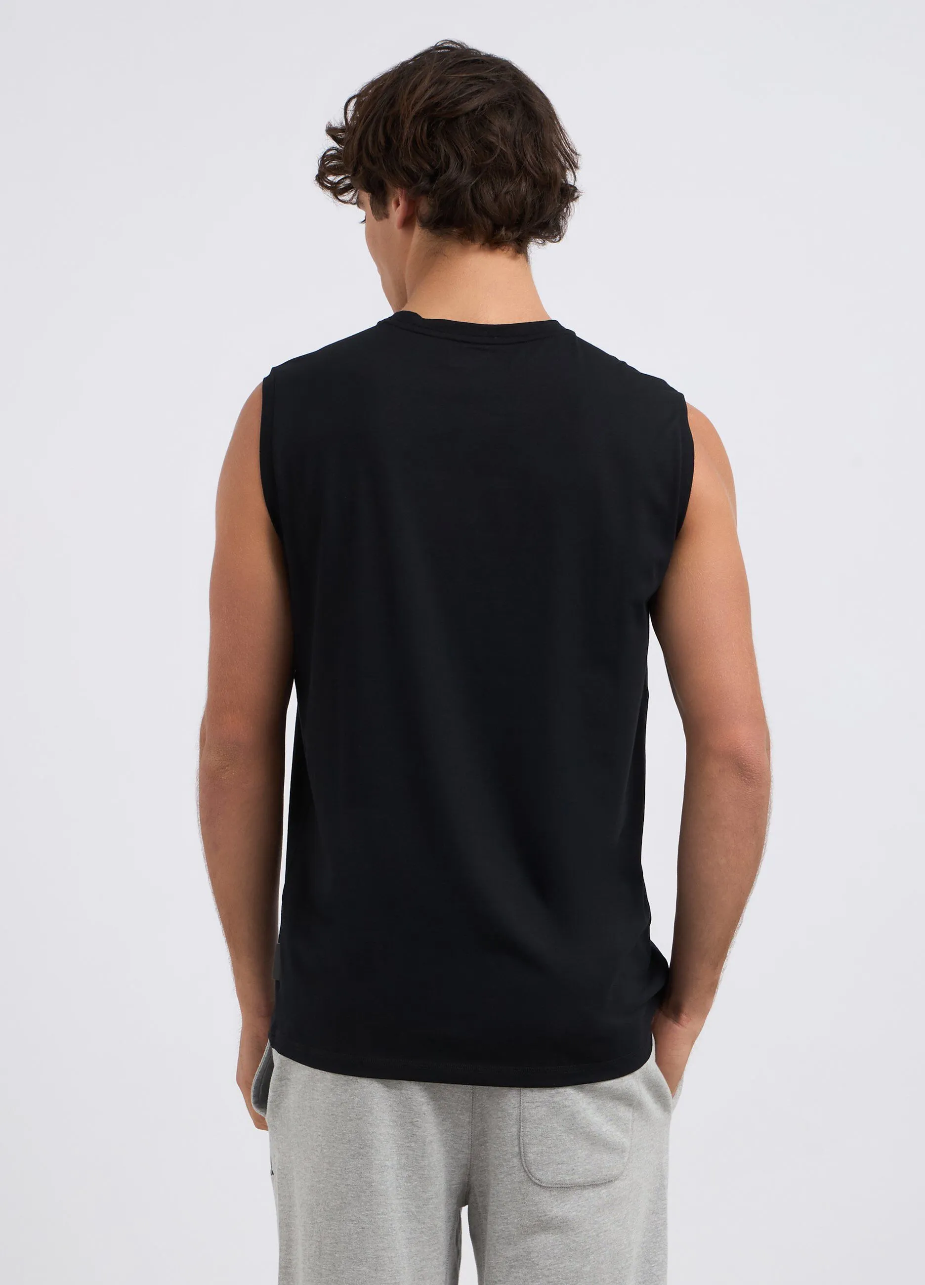 T-shirt smanicata in misto cotone stretch uomo