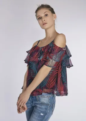 Top in chiffon stampato