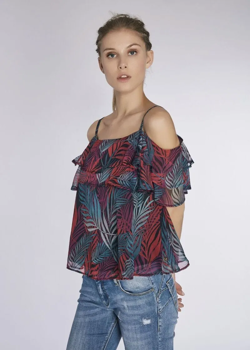 Top in chiffon stampato