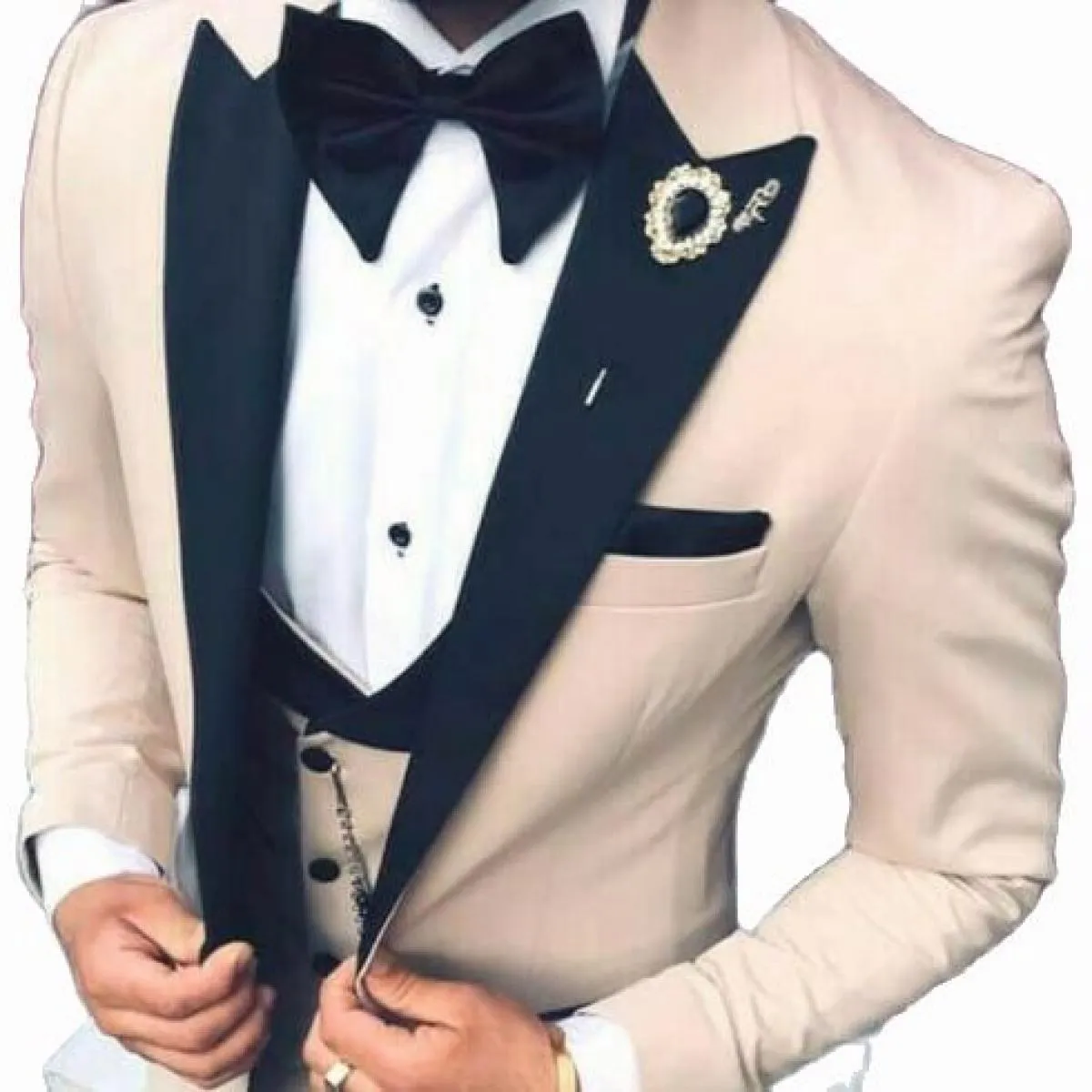 Ultimo costume di moda con risvolto a lancia Giacca da uomo Giacca da sposo Ballo nuziale Abito da lavoro 3 pezzi Slim Fit Tuxed