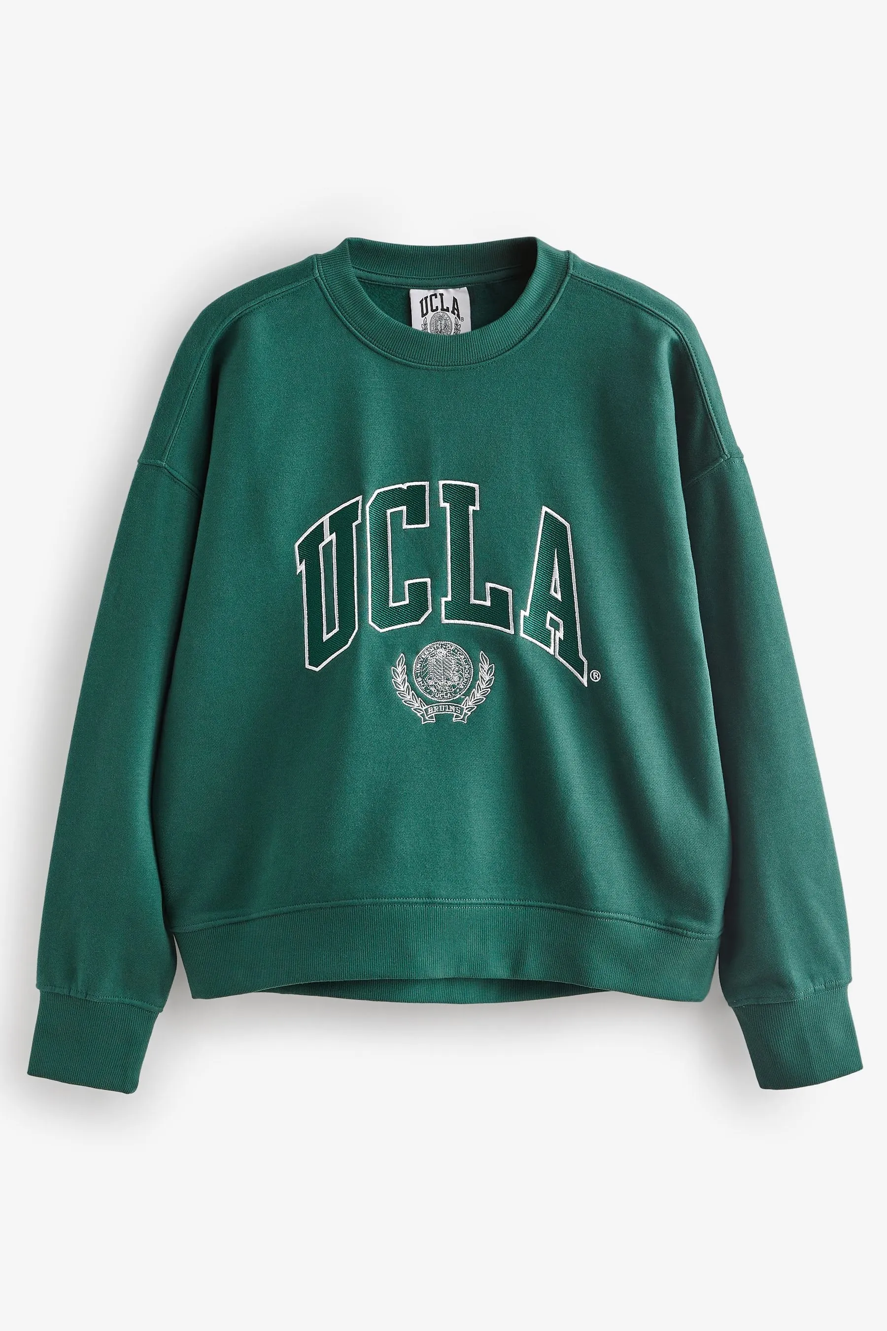 Verde  - License UCLA Collegiate University - Felpa con scritta Girocollo college